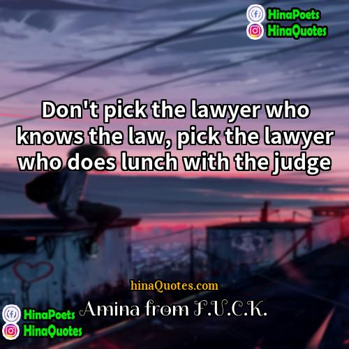 Amina from FUCK Quotes | Don't pick the lawyer who knows the